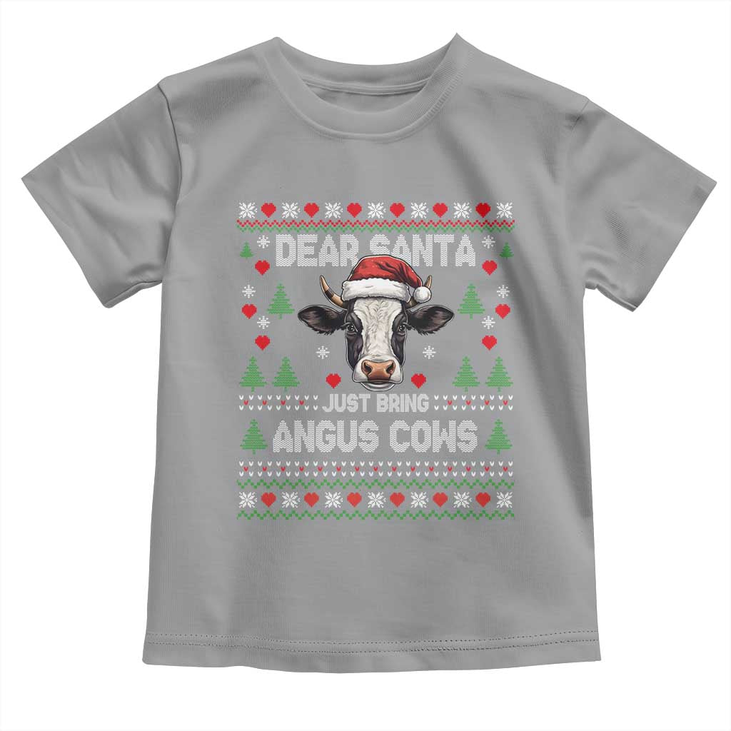 Dear Santa Angus Cow Christmas Toddler T Shirt Funny Farm Cow Lover Holiday Farm Ugly Sweater TS02 Sport Gray Print Your Wear