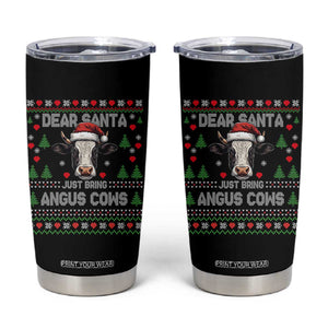 Dear Santa Angus Cow Christmas Tumbler Cup Funny Farm Cow Lover Holiday Farm Ugly Sweater TS02 Black Print Your Wear