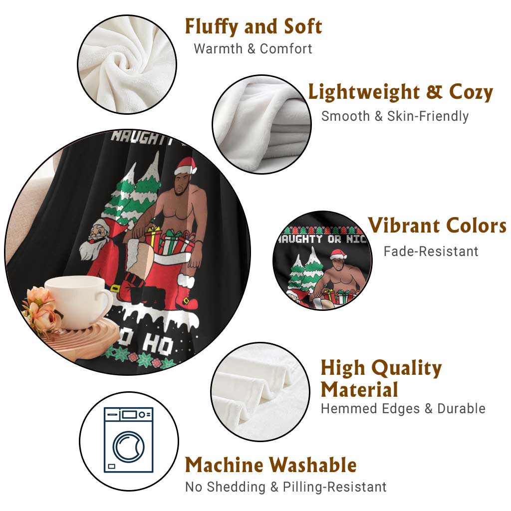 Funny Santa and Diddy Christmas Throw Blanket Naughty or Nice Ho Ho Ho Adult Humor Holiday TS02 Print Your Wear