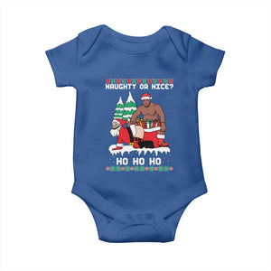 Funny Santa and Diddy Christmas Baby Onesie Naughty or Nice Ho Ho Ho Adult Humor Holiday TS02 Royal Blue Print Your Wear