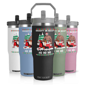 Funny Santa and Diddy Christmas Flip Straw Tumbler Naughty or Nice Ho Ho Ho Adult Humor Holiday TS02 Print Your Wear