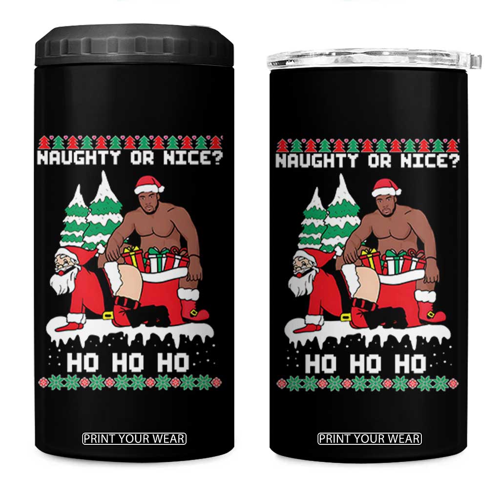 Funny Santa and Diddy Christmas 4 in 1 Can Cooler Tumbler Naughty or Nice Ho Ho Ho Adult Humor Holiday TS02 One Size: 16 oz Black Print Your Wear