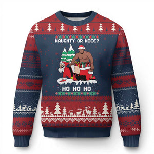 Funny Santa and Diddy Xmas Ugly Christmas Sweater Naughty or Nice Ho Ho Ho Adult Humor Holiday TS02 Navy Red Print Your Wear