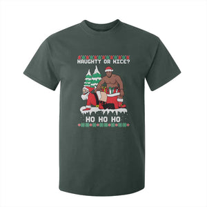 Funny Santa and Diddy Christmas T Shirt For Kid Naughty or Nice Ho Ho Ho Adult Humor Holiday TS02 Dark Forest Green Print Your Wear