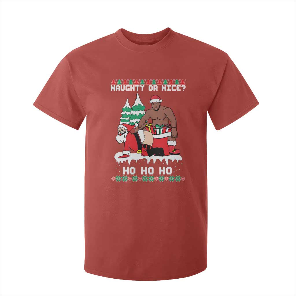 Funny Santa and Diddy Christmas T Shirt For Kid Naughty or Nice Ho Ho Ho Adult Humor Holiday TS02 Red Print Your Wear