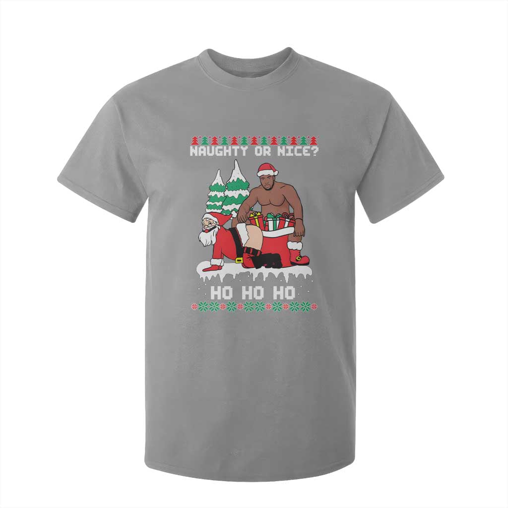 Funny Santa and Diddy Christmas T Shirt For Kid Naughty or Nice Ho Ho Ho Adult Humor Holiday TS02 Sport Gray Print Your Wear