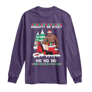 Funny Santa and Diddy Christmas Long Sleeve Shirt Naughty or Nice Ho Ho Ho Adult Humor Holiday TS02 Purple Print Your Wear
