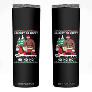 Funny Santa and Diddy Christmas Skinny Tumbler Naughty or Nice Ho Ho Ho Adult Humor Holiday TS02 Black Print Your Wear