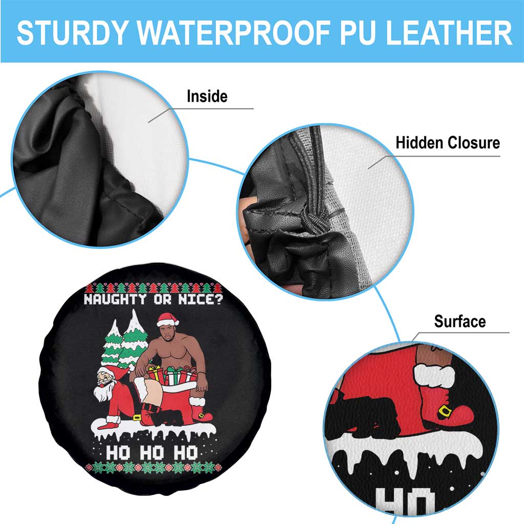 Funny Santa and Diddy Christmas Spare Tire Cover Naughty or Nice Ho Ho Ho Adult Humor Holiday TS02 Print Your Wear