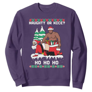 Funny Santa and Diddy Christmas Sweatshirt Naughty or Nice Ho Ho Ho Adult Humor Holiday TS02 Purple Print Your Wear