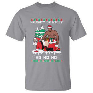 Funny Santa and Diddy Christmas T Shirt Naughty or Nice Ho Ho Ho Adult Humor Holiday TS02 Sport Gray Print Your Wear