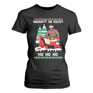 Funny Santa and Diddy Christmas T Shirt For Women Naughty or Nice Ho Ho Ho Adult Humor Holiday TS02 Black Print Your Wear