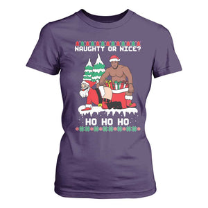 Funny Santa and Diddy Christmas T Shirt For Women Naughty or Nice Ho Ho Ho Adult Humor Holiday TS02 Purple Print Your Wear