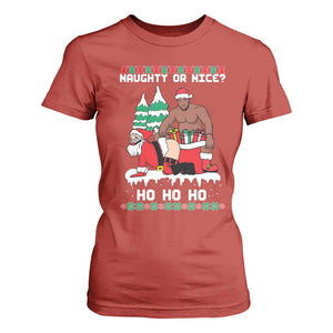 Funny Santa and Diddy Christmas T Shirt For Women Naughty or Nice Ho Ho Ho Adult Humor Holiday TS02 Red Print Your Wear
