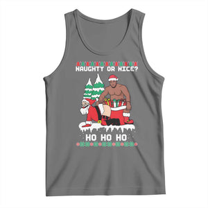 Funny Santa and Diddy Christmas Tank Top Naughty or Nice Ho Ho Ho Adult Humor Holiday TS02 Black Heather Print Your Wear