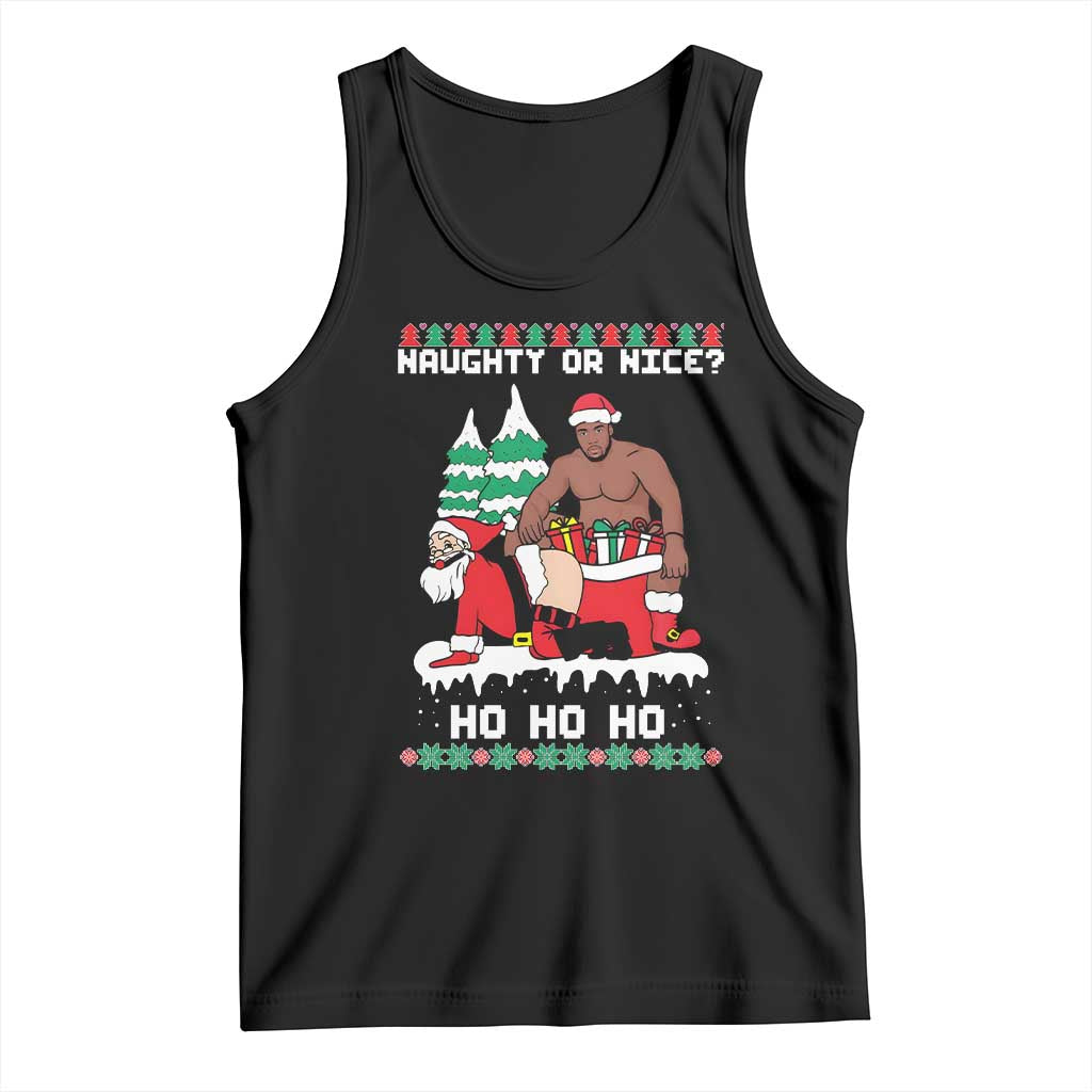 Funny Santa and Diddy Christmas Tank Top Naughty or Nice Ho Ho Ho Adult Humor Holiday TS02 Black Print Your Wear