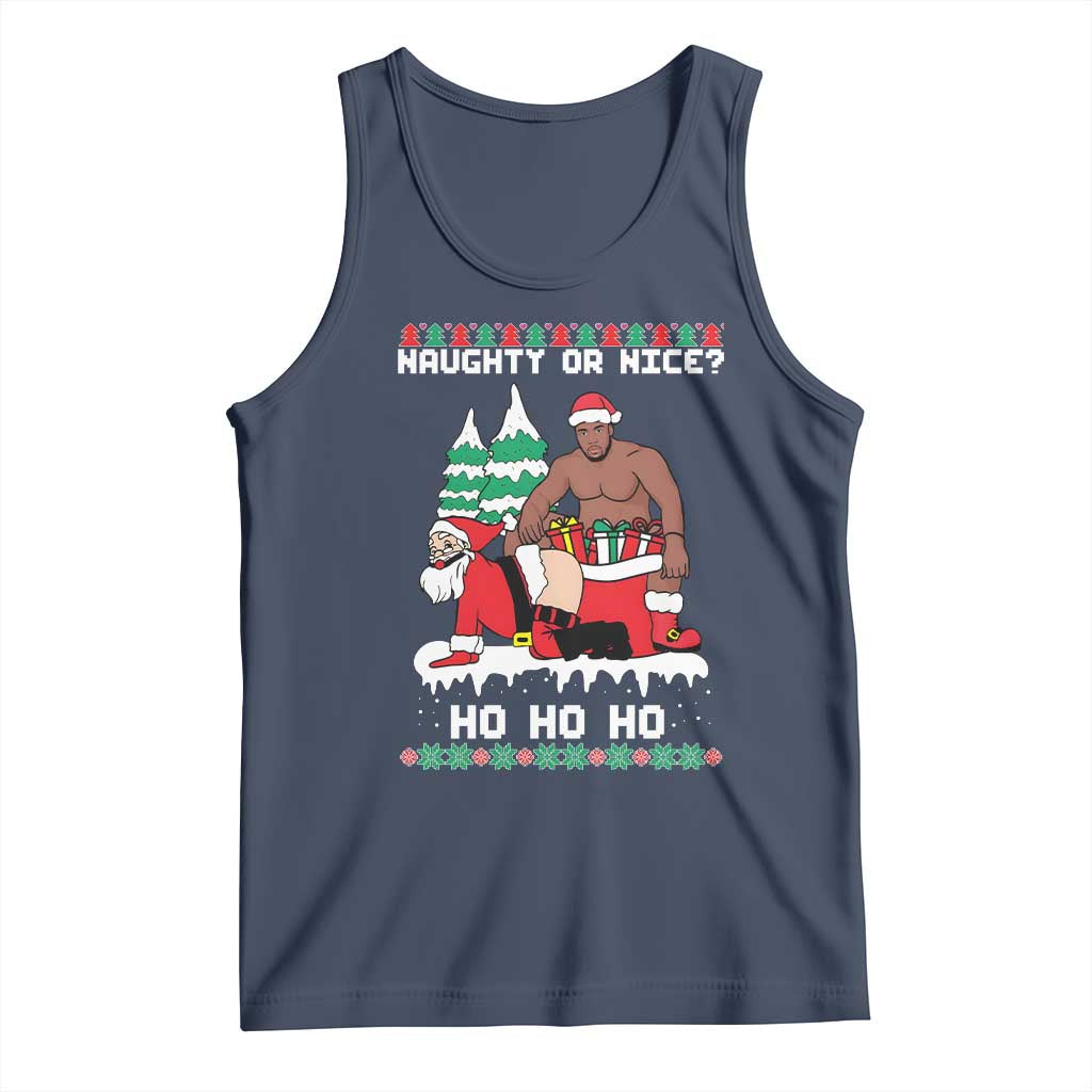 Funny Santa and Diddy Christmas Tank Top Naughty or Nice Ho Ho Ho Adult Humor Holiday TS02 Navy Print Your Wear