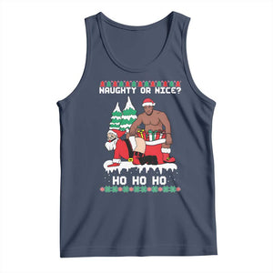 Funny Santa and Diddy Christmas Tank Top Naughty or Nice Ho Ho Ho Adult Humor Holiday TS02 Navy Print Your Wear