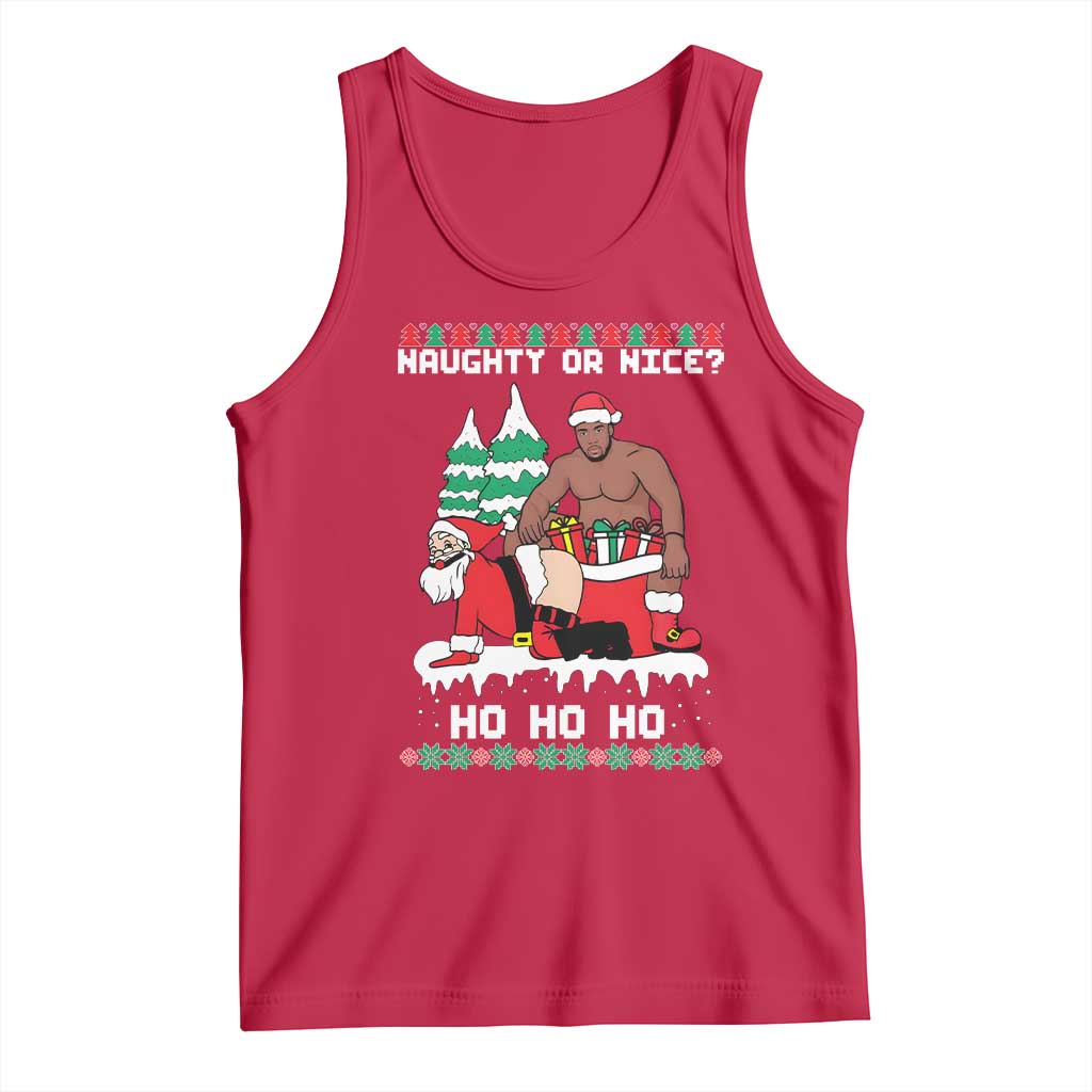 Funny Santa and Diddy Christmas Tank Top Naughty or Nice Ho Ho Ho Adult Humor Holiday TS02 Red Print Your Wear