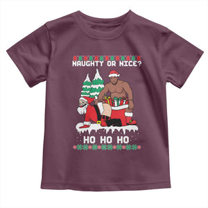 Funny Santa and Diddy Christmas Toddler T Shirt Naughty or Nice Ho Ho Ho Adult Humor Holiday TS02 Maroon Print Your Wear