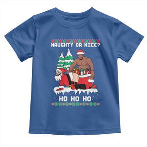 Funny Santa and Diddy Christmas Toddler T Shirt Naughty or Nice Ho Ho Ho Adult Humor Holiday TS02 Royal Blue Print Your Wear