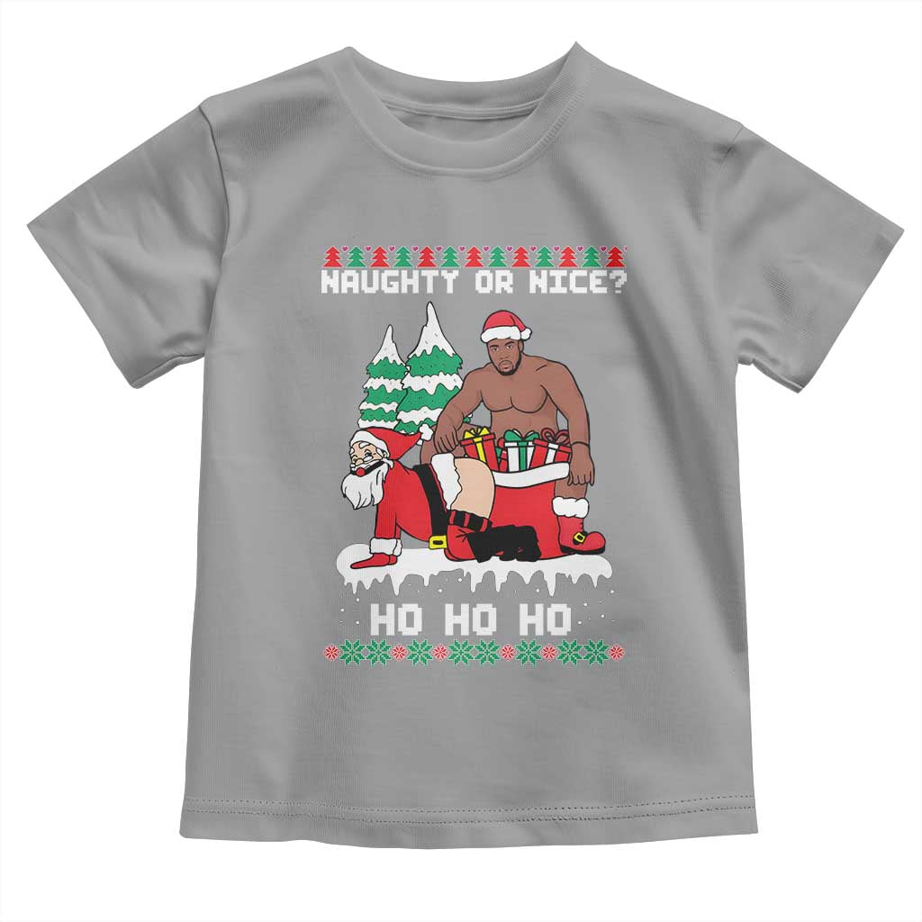 Funny Santa and Diddy Christmas Toddler T Shirt Naughty or Nice Ho Ho Ho Adult Humor Holiday TS02 Sport Gray Print Your Wear