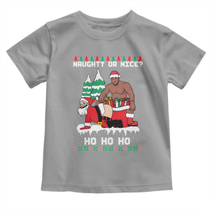Funny Santa and Diddy Christmas Toddler T Shirt Naughty or Nice Ho Ho Ho Adult Humor Holiday TS02 Sport Gray Print Your Wear