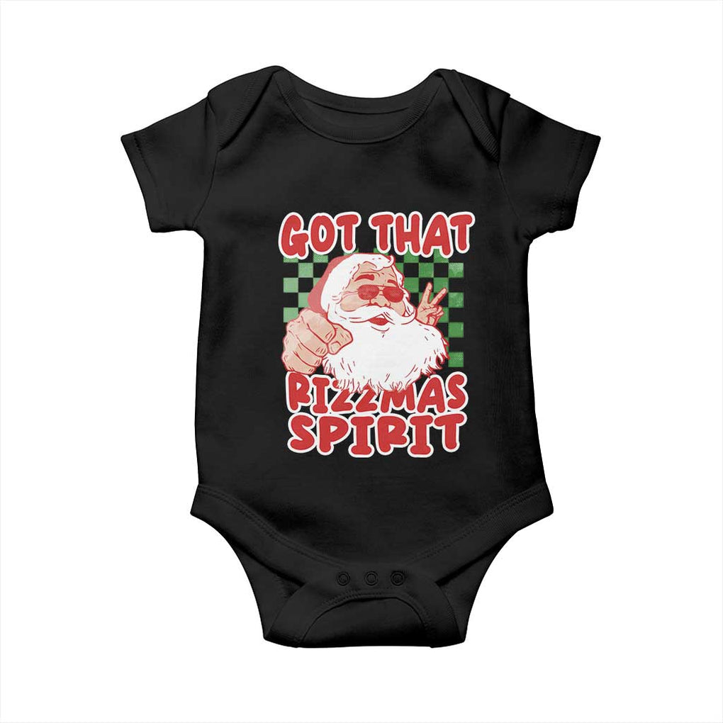 Funny Santa Rizz Christmas Baby Onesie Got That Rizzmas Spirit Retro Groovy TS02 Black Print Your Wear
