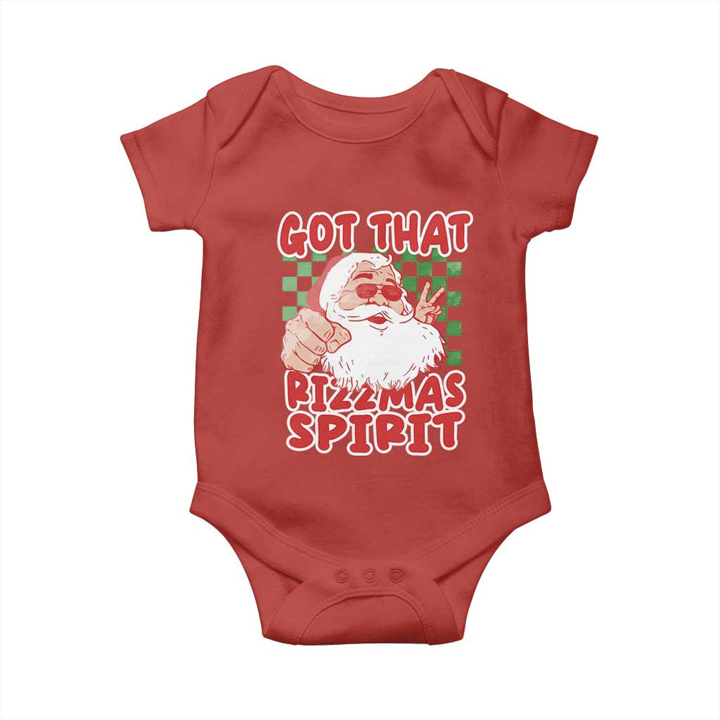 Funny Santa Rizz Christmas Baby Onesie Got That Rizzmas Spirit Retro Groovy TS02 Red Print Your Wear