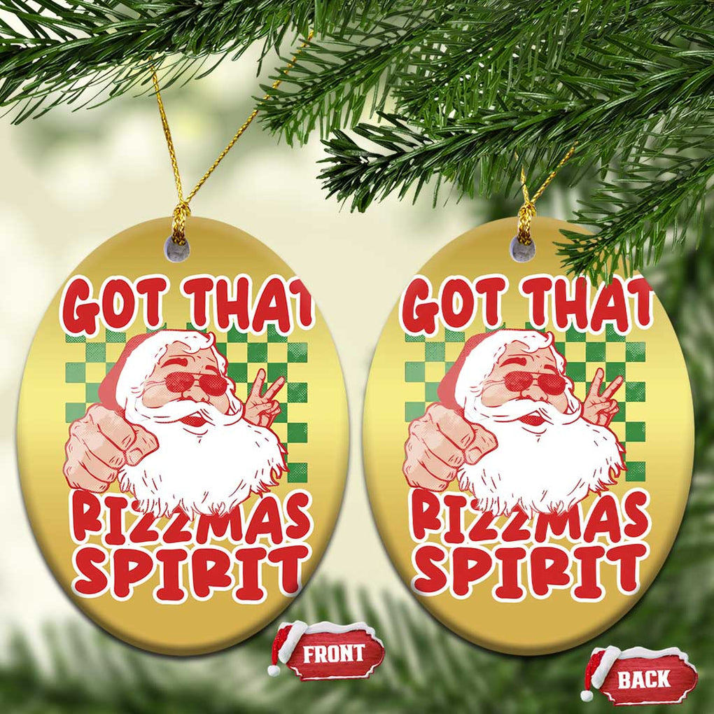Funny Santa Rizz Xmas Christmas Ornament Got That Rizzmas Spirit Retro Groovy TS02 Oval Gold Print Your Wear