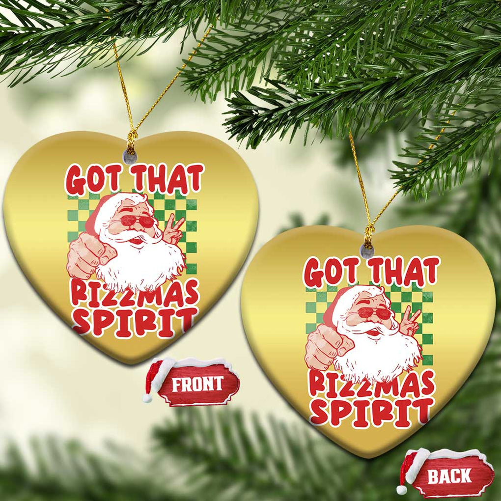 Funny Santa Rizz Xmas Christmas Ornament Got That Rizzmas Spirit Retro Groovy TS02 Heart Gold Print Your Wear