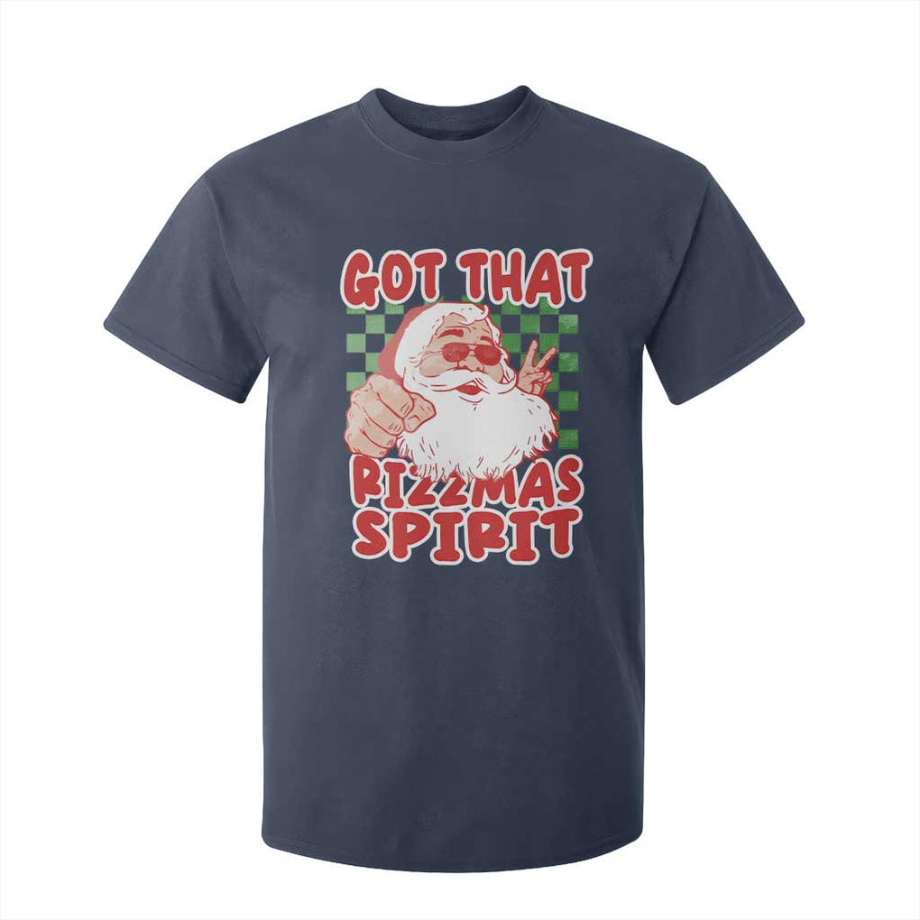Funny Santa Rizz Christmas T Shirt For Kid Got That Rizzmas Spirit Retro Groovy TS02 Navy Print Your Wear