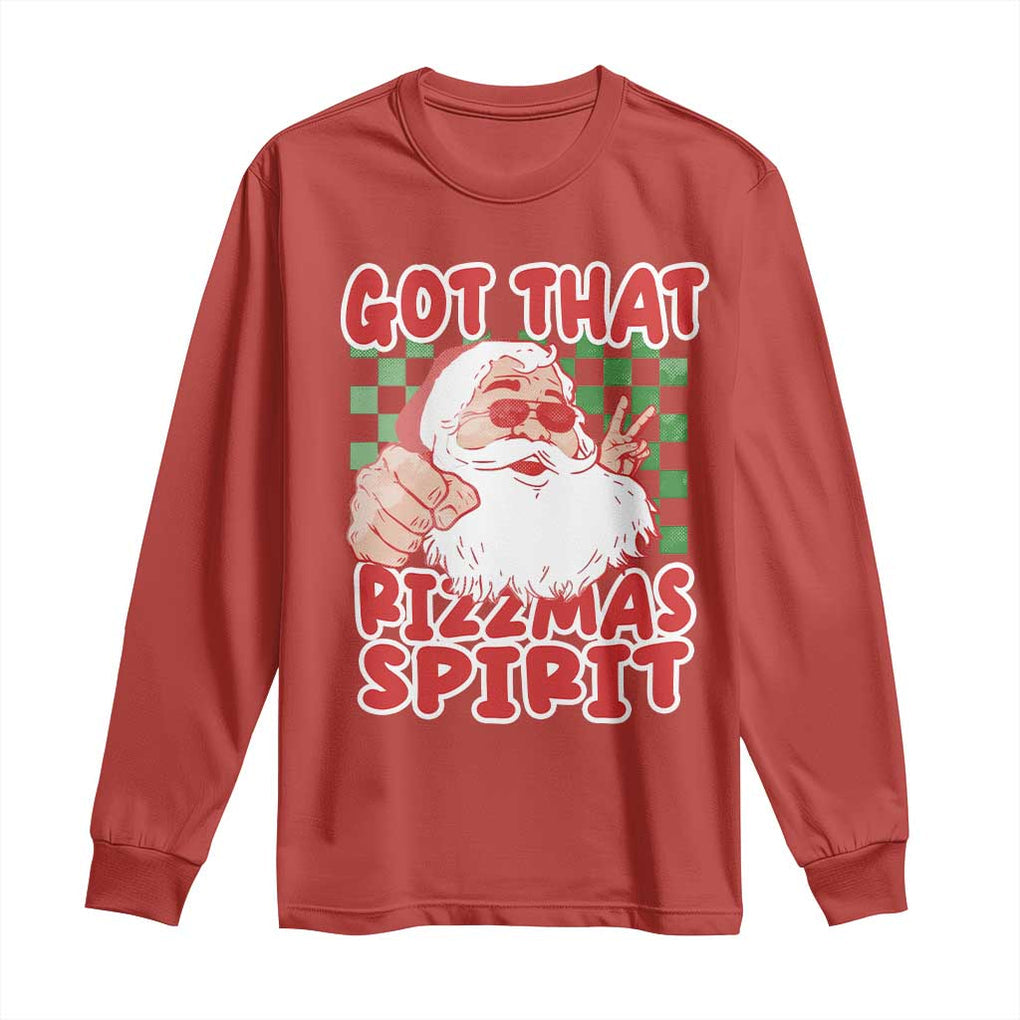 Funny Santa Rizz Christmas Long Sleeve Shirt Got That Rizzmas Spirit Retro Groovy TS02 Red Print Your Wear