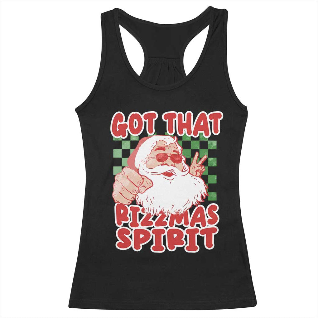 Funny Santa Rizz Christmas Racerback Tank Top Got That Rizzmas Spirit Retro Groovy TS02 Black Print Your Wear