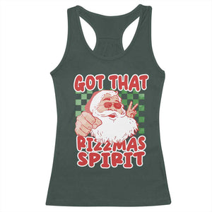 Funny Santa Rizz Christmas Racerback Tank Top Got That Rizzmas Spirit Retro Groovy TS02 Dark Forest Green Print Your Wear