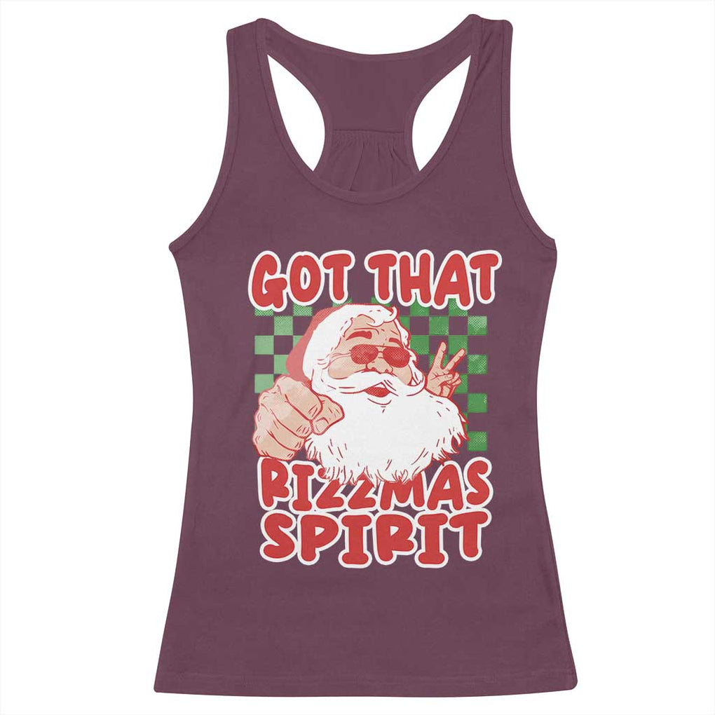 Funny Santa Rizz Christmas Racerback Tank Top Got That Rizzmas Spirit Retro Groovy TS02 Maroon Print Your Wear