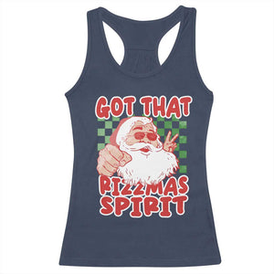 Funny Santa Rizz Christmas Racerback Tank Top Got That Rizzmas Spirit Retro Groovy TS02 Navy Print Your Wear