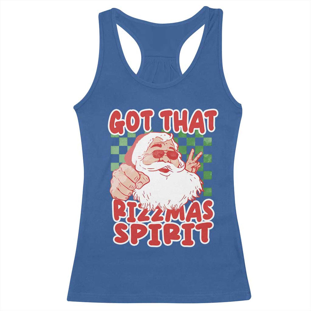Funny Santa Rizz Christmas Racerback Tank Top Got That Rizzmas Spirit Retro Groovy TS02 Royal Blue Print Your Wear