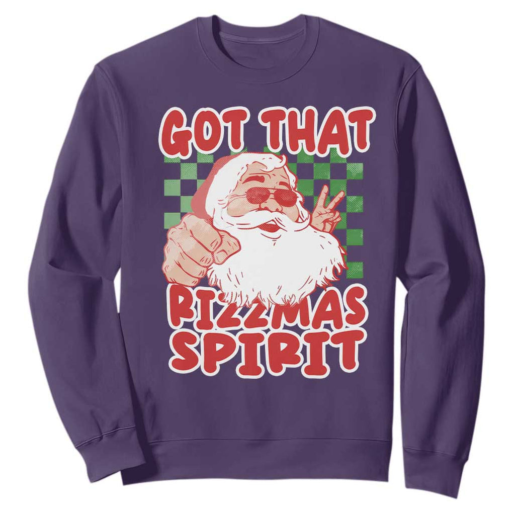 Funny Santa Rizz Christmas Sweatshirt Got That Rizzmas Spirit Retro Groovy TS02 Purple Print Your Wear