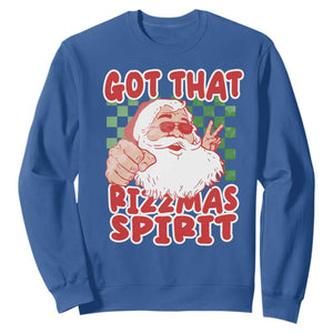 Funny Santa Rizz Christmas Sweatshirt Got That Rizzmas Spirit Retro Groovy TS02 Royal Blue Print Your Wear
