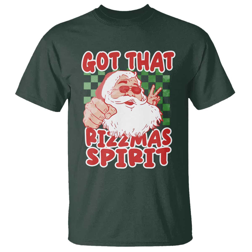 Funny Santa Rizz Christmas T Shirt Got That Rizzmas Spirit Retro Groovy TS02 Dark Forest Green Print Your Wear