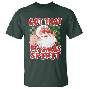 Funny Santa Rizz Christmas T Shirt Got That Rizzmas Spirit Retro Groovy TS02 Dark Forest Green Print Your Wear
