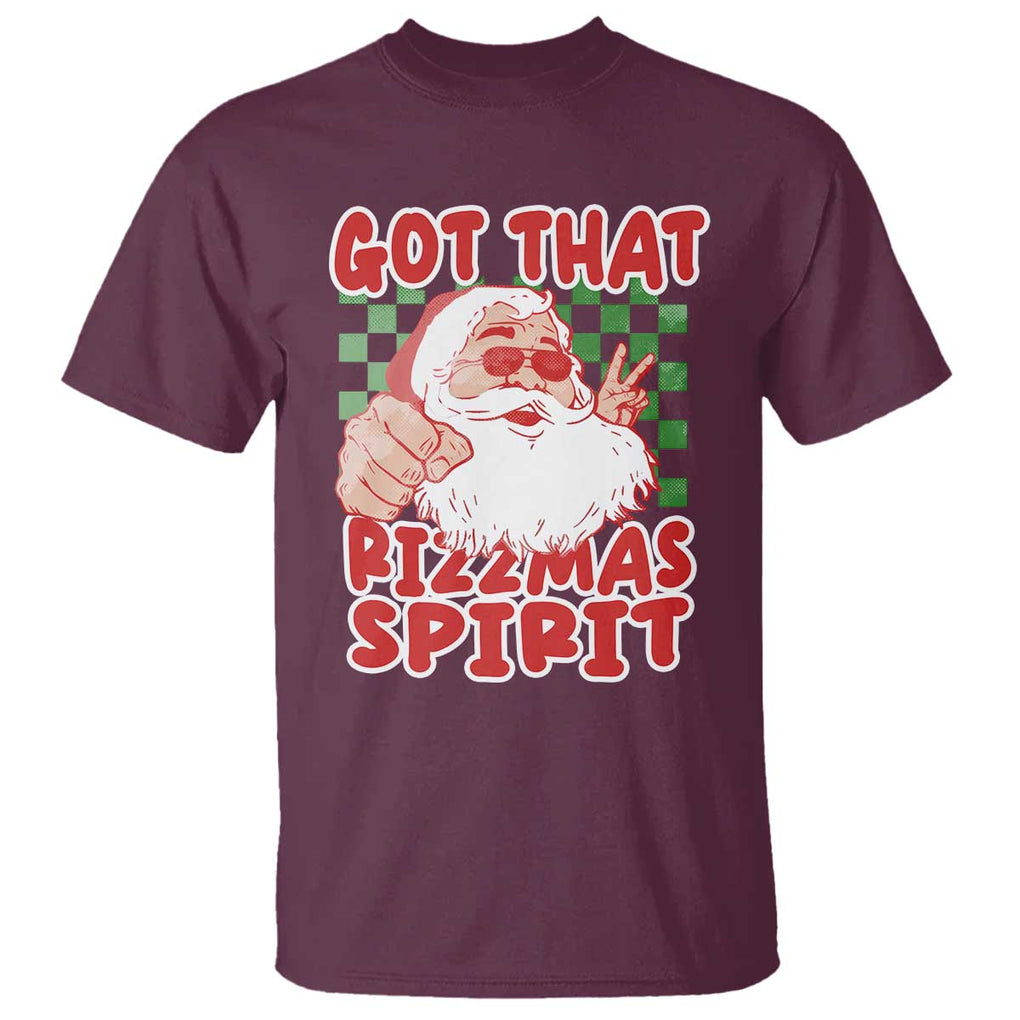 Funny Santa Rizz Christmas T Shirt Got That Rizzmas Spirit Retro Groovy TS02 Maroon Print Your Wear