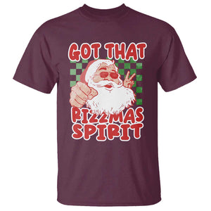 Funny Santa Rizz Christmas T Shirt Got That Rizzmas Spirit Retro Groovy TS02 Maroon Print Your Wear