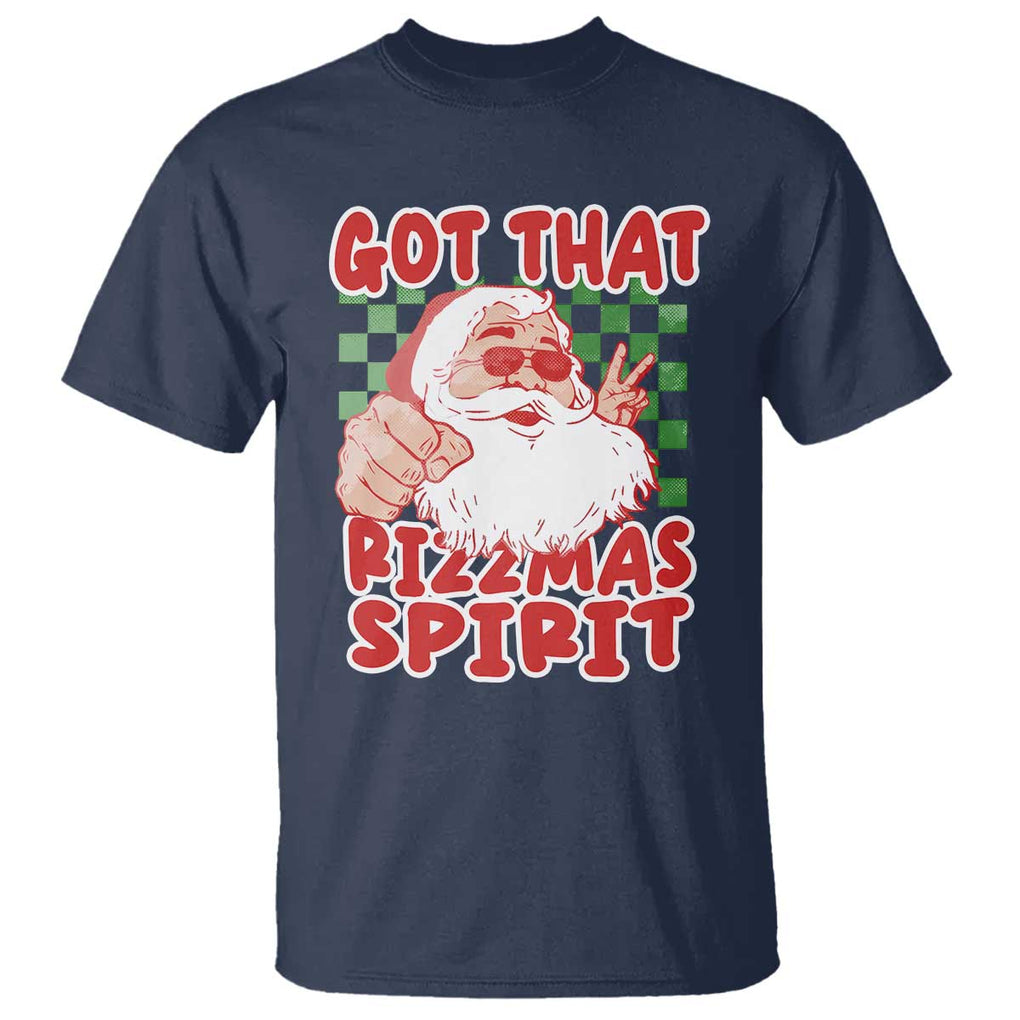 Funny Santa Rizz Christmas T Shirt Got That Rizzmas Spirit Retro Groovy TS02 Navy Print Your Wear