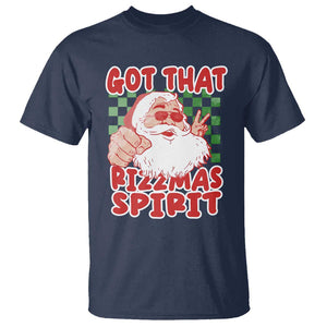 Funny Santa Rizz Christmas T Shirt Got That Rizzmas Spirit Retro Groovy TS02 Navy Print Your Wear