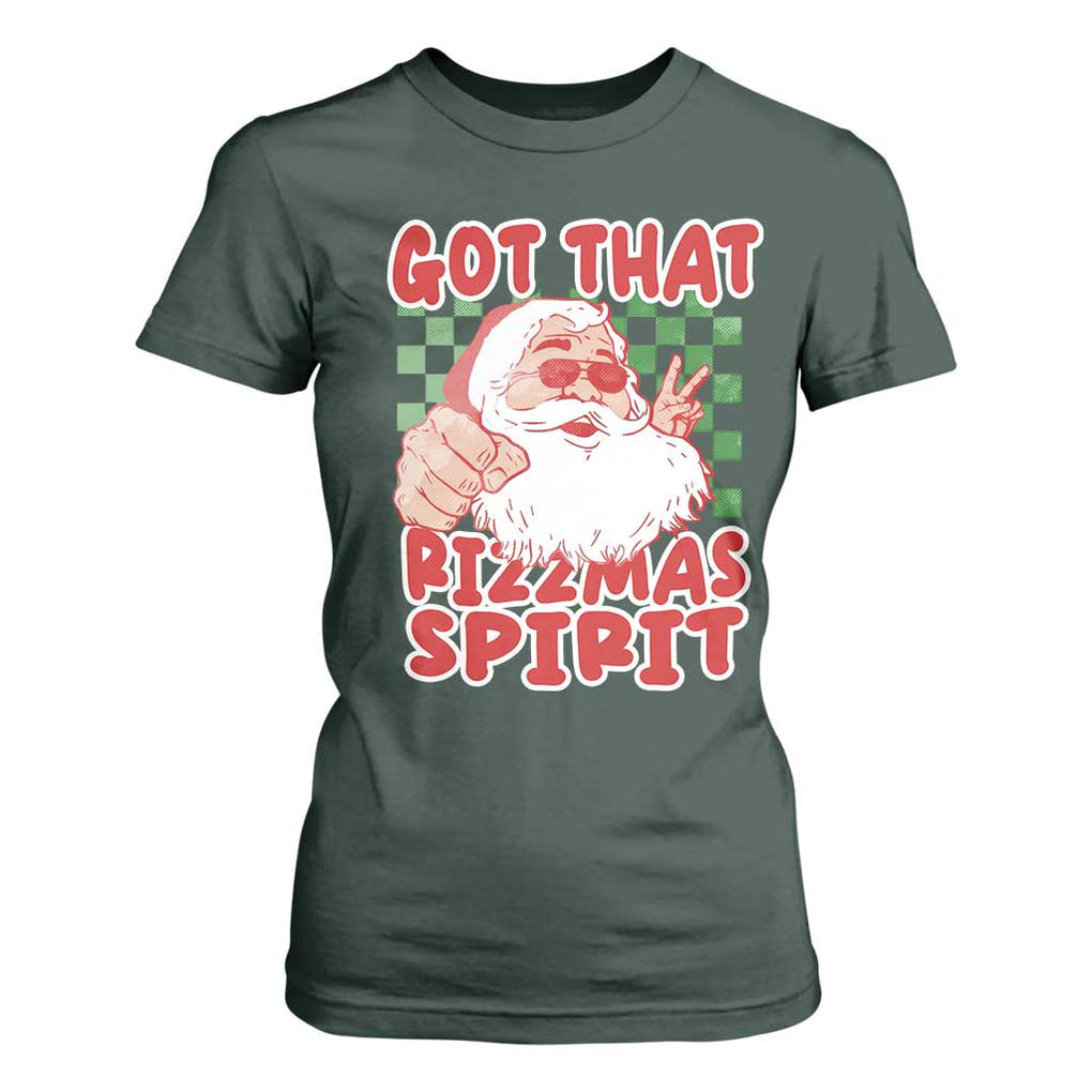 Funny Santa Rizz Christmas T Shirt For Women Got That Rizzmas Spirit Retro Groovy TS02 Dark Forest Green Print Your Wear