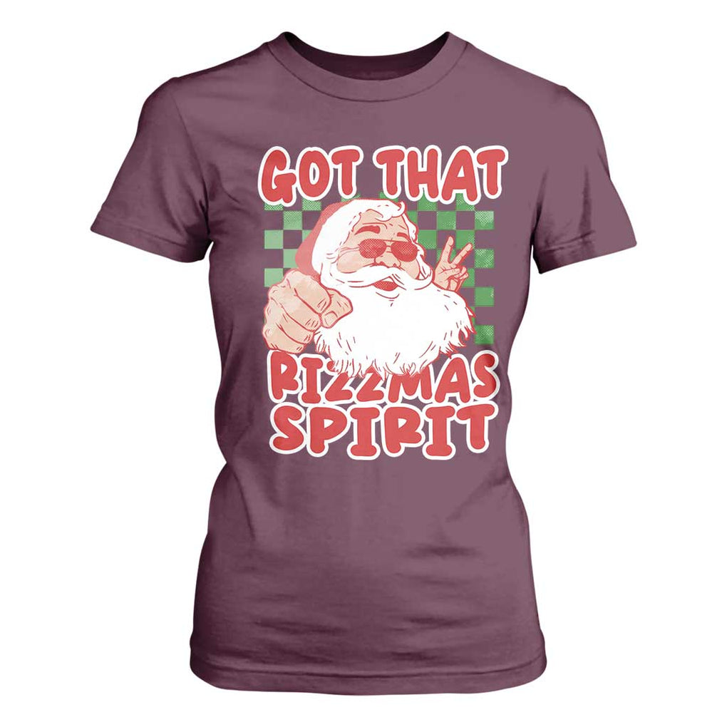 Funny Santa Rizz Christmas T Shirt For Women Got That Rizzmas Spirit Retro Groovy TS02 Maroon Print Your Wear