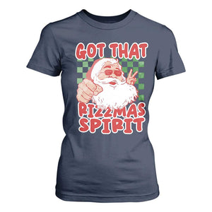 Funny Santa Rizz Christmas T Shirt For Women Got That Rizzmas Spirit Retro Groovy TS02 Navy Print Your Wear