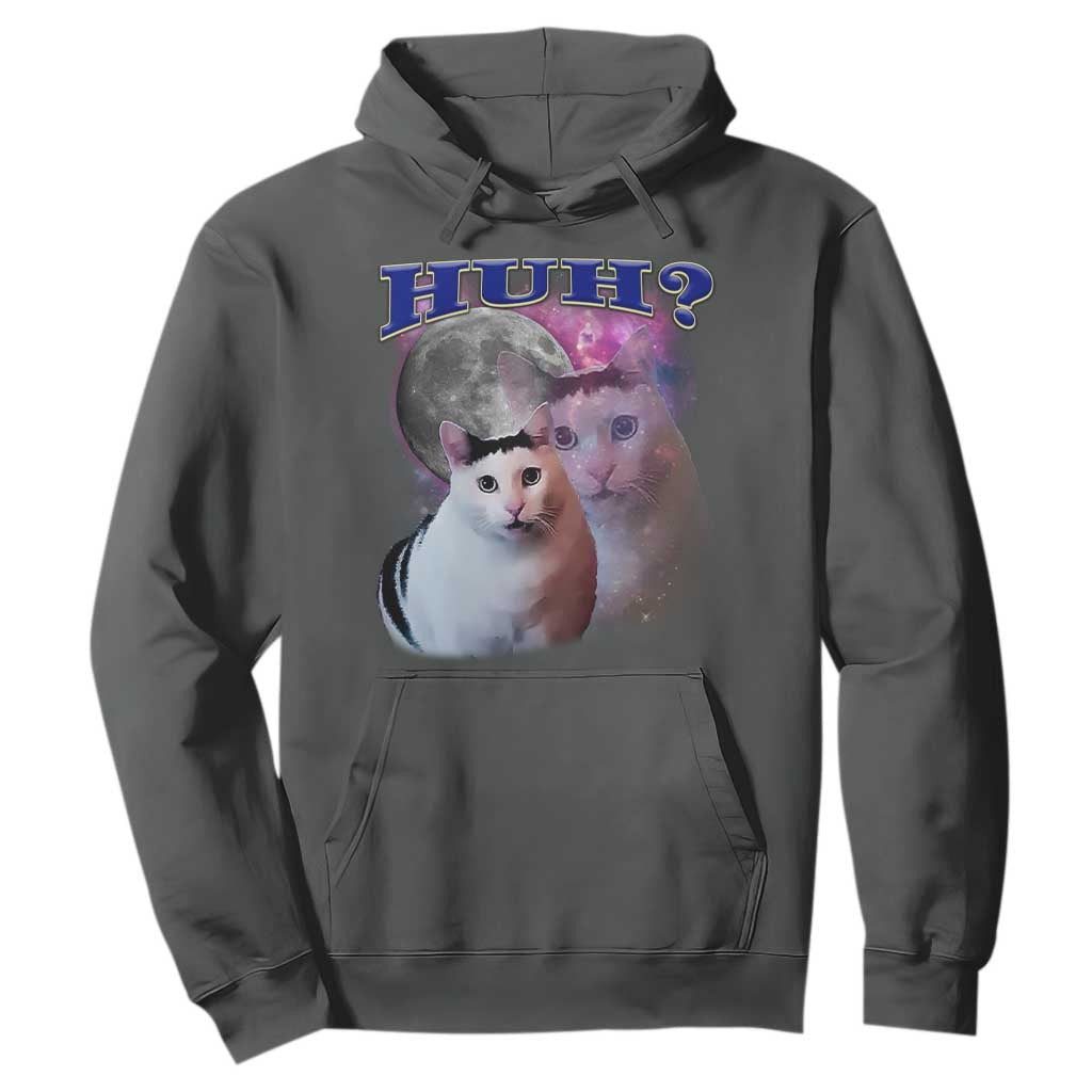 Funny Cat Emotion Meme Hoodie Huh Silly Sarcasm TS02 Dark Heather Print Your Wear